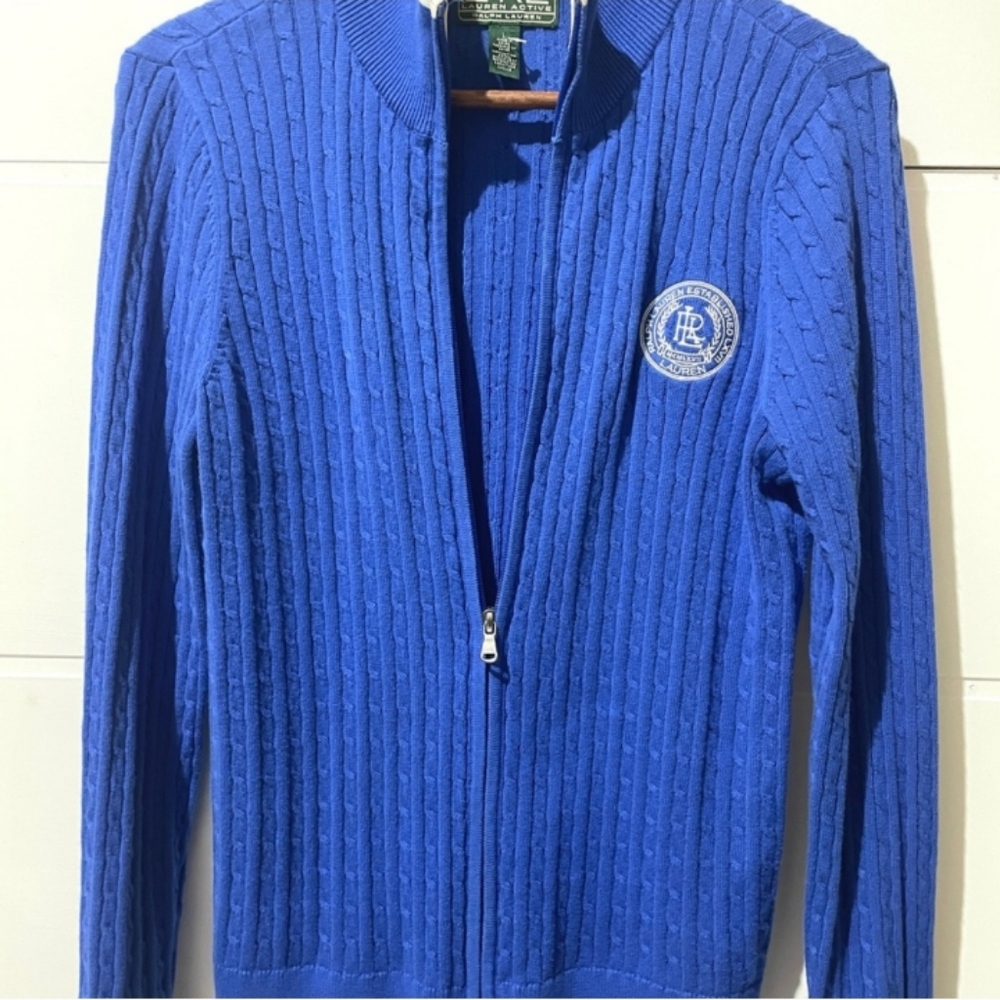 Ralph Lauren Blue and White Knit Sweater